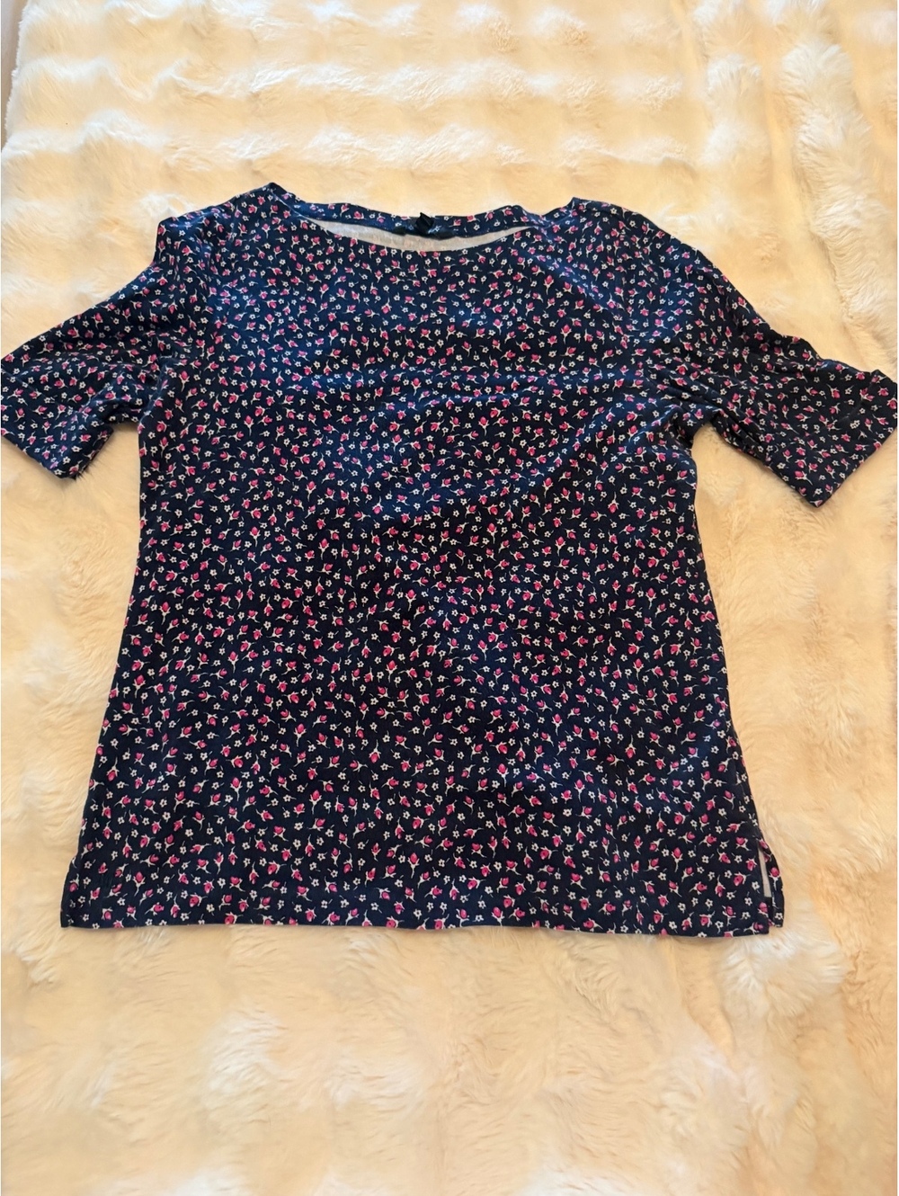 Lauren Ralph Lauren Floral Print Navy Blue Top XL